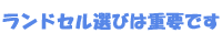 ランドセル選びは重要です